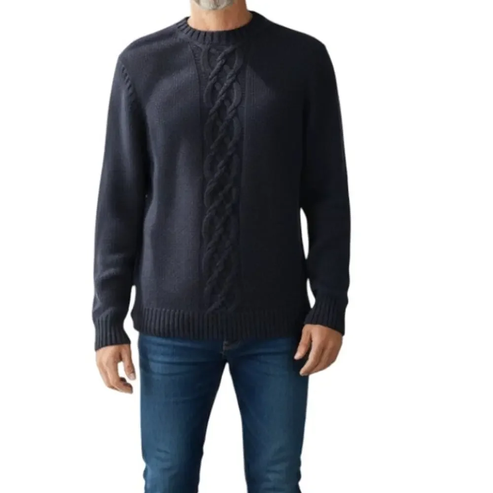 Banana Republic Fisherman Cable knit Sweater Navy Cotton Crew neck Y2K Large